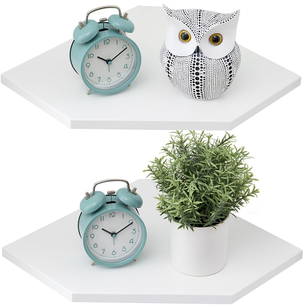 Eckregal Hängend Weiss, 2er-Set Eiche Massivholz Eckregal Wandregal Holz Vintage Landhausstil Regal