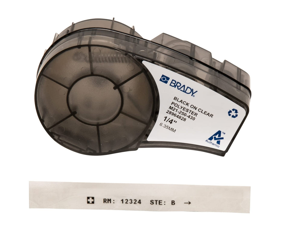 Brady (M21-250-430) Polyesterband für BMP21-PLUS; BMP21-LAB 6.35 mm x 6.40 m Schwarz auf transparent