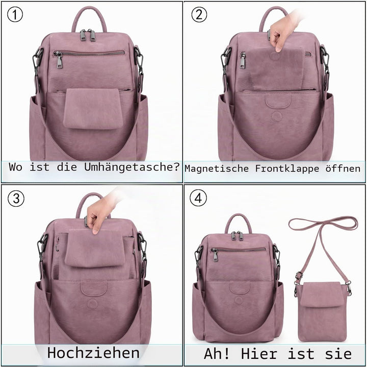 UTO Rucksack Damen Elegant mit Schultergurt Modischer Multifunktionsrucksack Schultertasche Herren P