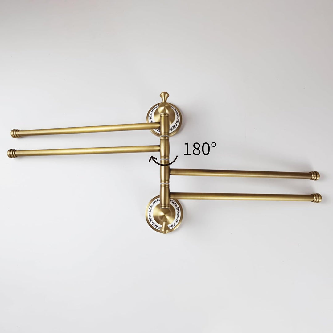 Swivel Towel Rack for Bathroom, Antique Bronze Folding 4 Arms Hand Towel Bars Towel Hanger for Laund