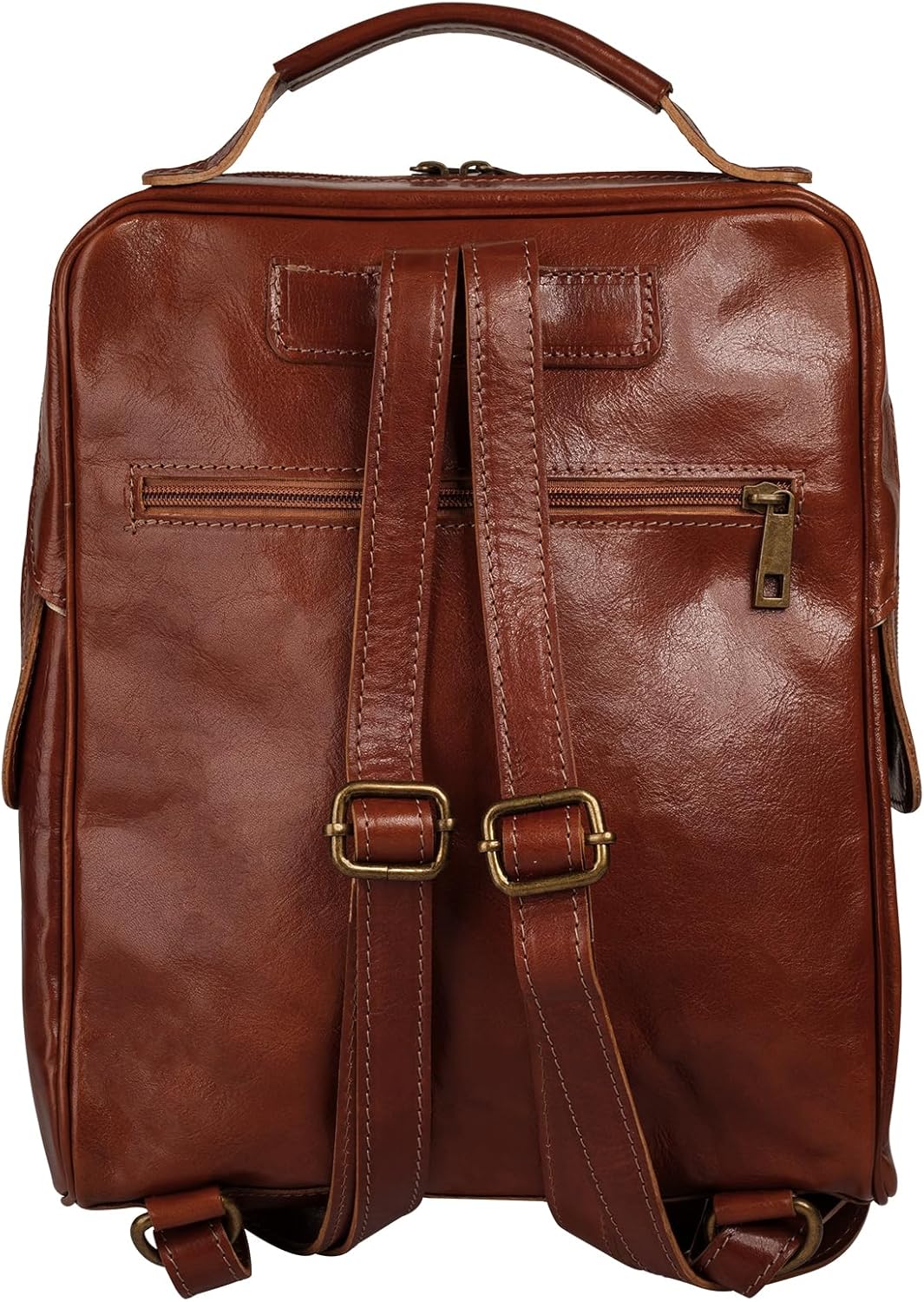 piké Rucksack Echt Leder Damen | Made in Italy, Citybag, Daypack aus Rindleder, Schultertasche mit S