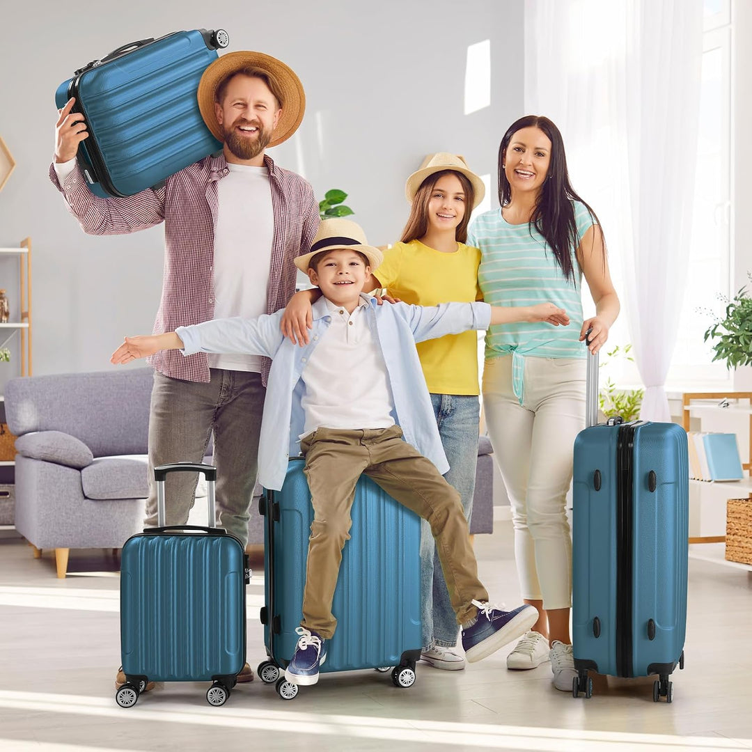 LALAHO Kofferset 3/4/5 teilig, Reisekoffer Set mit Kosmetikkoffer, Hartschalen Koffer Set aus ABS, G