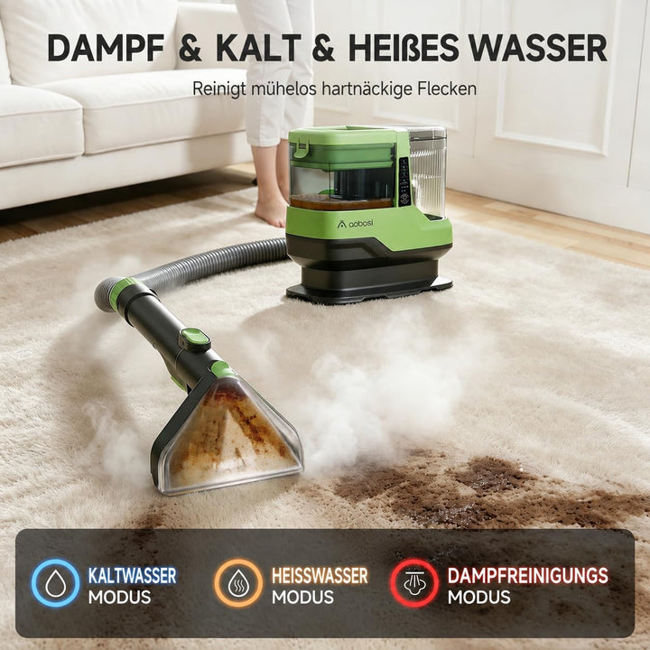 AAOBOSI Dampfreiniger und Polsterreiniger, 1800W, Sprachansage, Sofa/Auto Medium, Medium