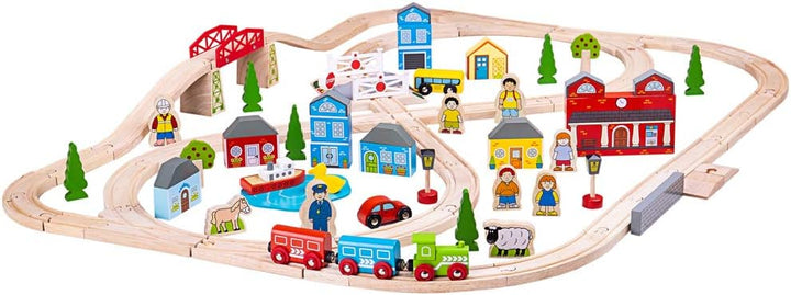 Bigjigs Rail Holzeisenbahn Set Stadt und Land
