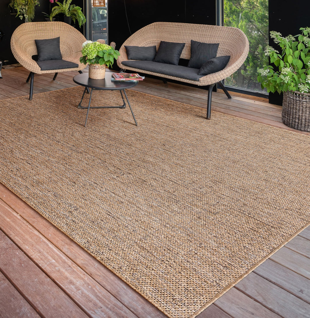 Paco Home Outdoor Teppich wetterfest &amp; langlebig Flachgewebe in moderner Jute-Sisal-Optik in Naturtö