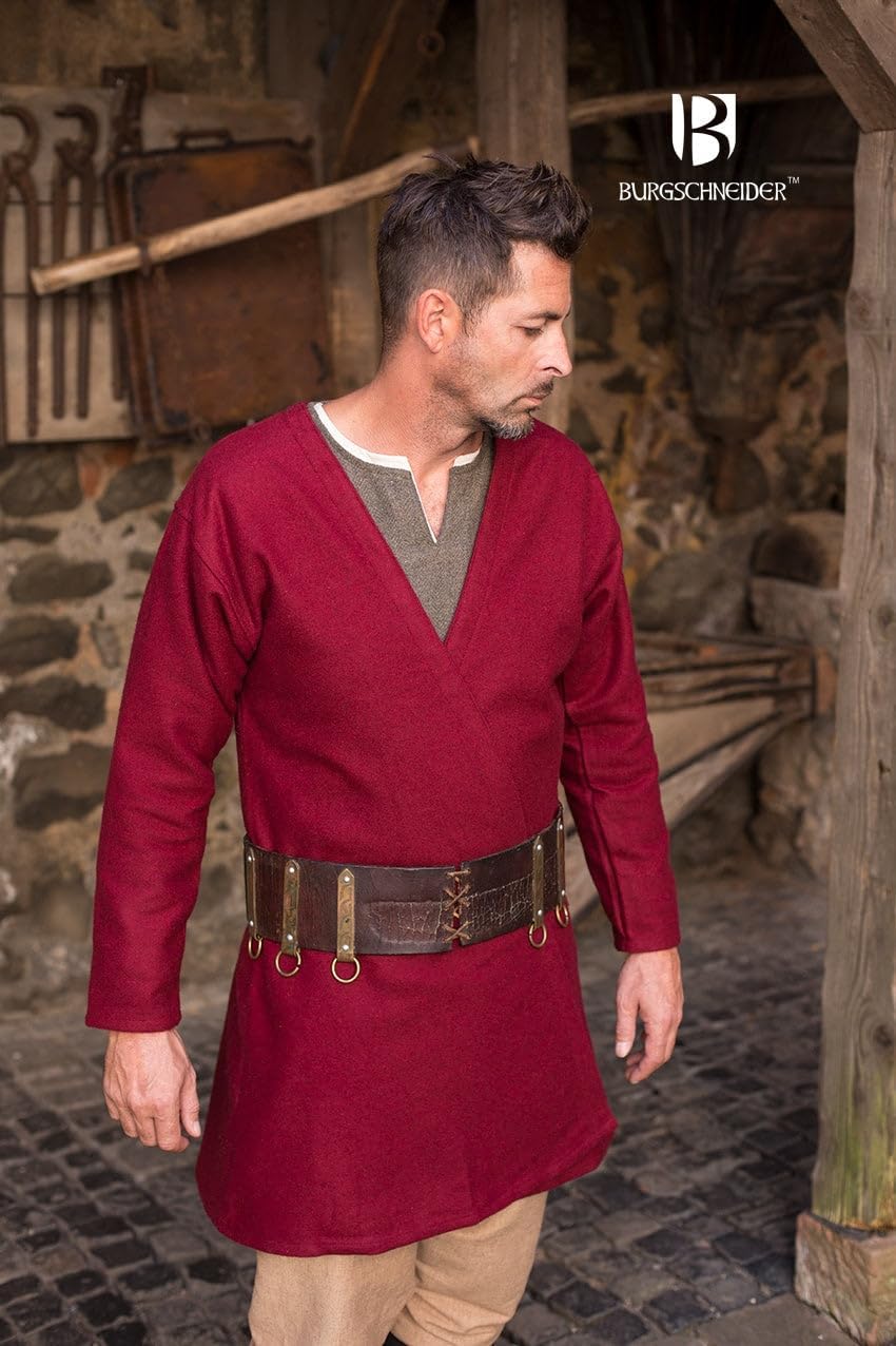 Burgschneider - Klappenrock Loki - Kleidung für Larp, Mittelalter, Cosplay und Fantasy, Rot S