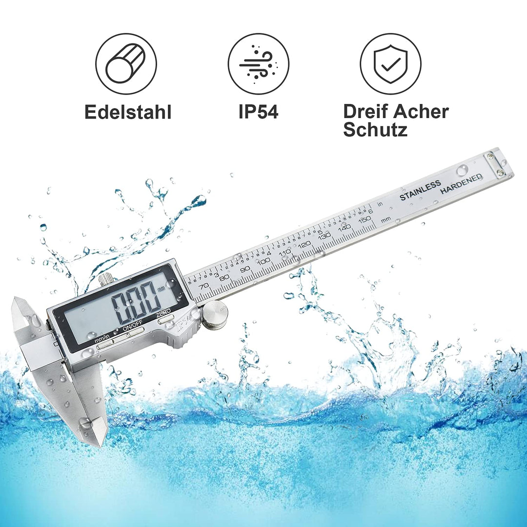 Messschieber Digitale 0-150mm/0-6 Zoll, IP54 Wasserdichte, Wasserdicht