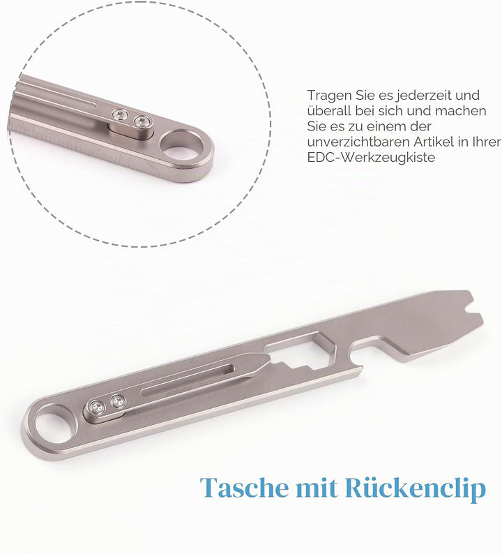 Hamans EDC Brecheisen Flaschenöffner Titan EDC Brechstange Getriebe 10-in-1 Mutitool mit Clip CM Uni