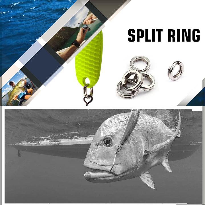 Edelstahl Split Ringe Hochfeste Salzwasser Angeln Ringe Kit Angelköder Anschluss Wirbel Split Ringe