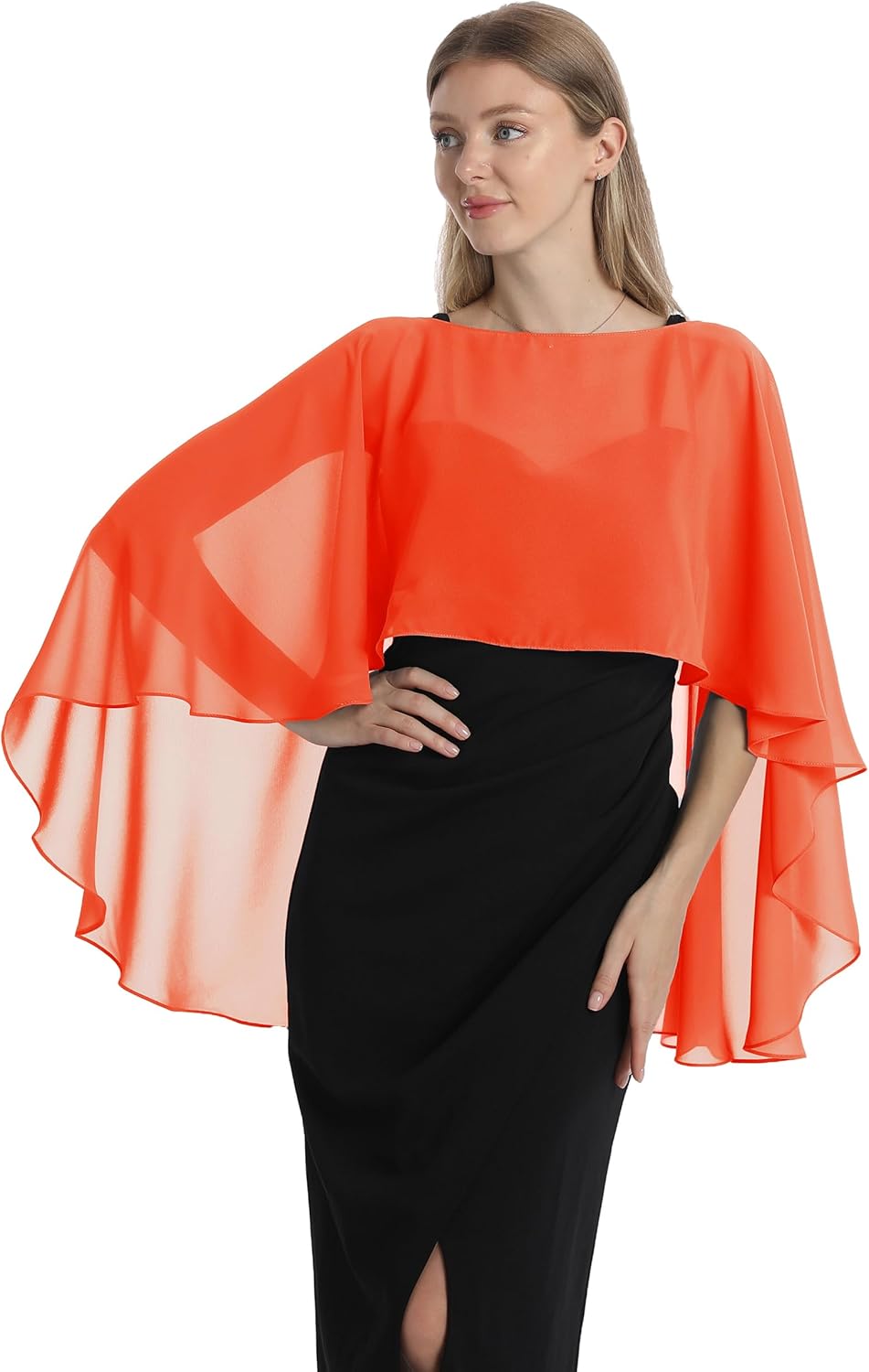Damen Chiffon-umhang001 Pashmina-Schal Einheitsgrösse Orange, Einheitsgrösse Orange