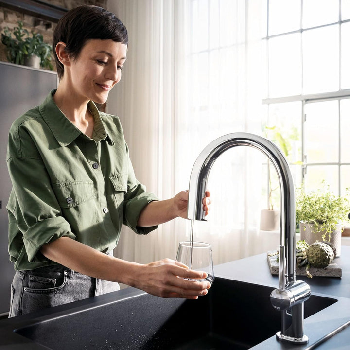 hansgrohe Küchenarmatur Aqittura M91 mit Wasserfilter, 3 Wege Wasserhahn Küche mit Auslauf Höhe 210
