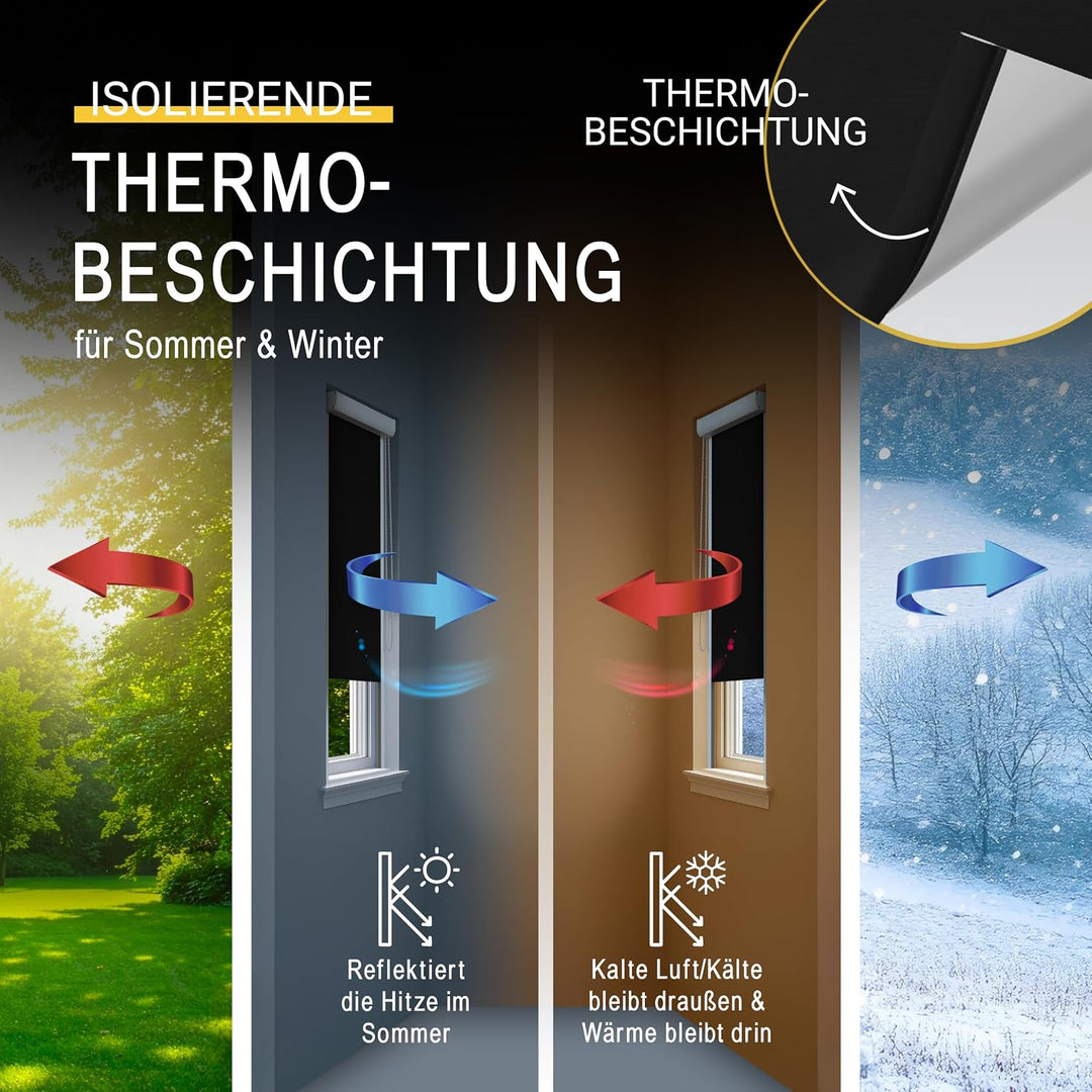 Sol Royal Kassettenrollo mit Führungsschiene SolReflect K24 100x175 cm Schwarz - Blackout Thermoroll