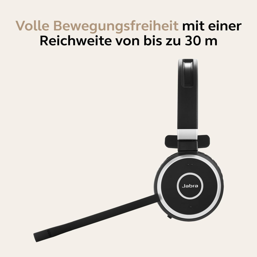 Jabra Evolve 65 SE Schnurloses Stereo-Headset-Bluetooth-Headset mit Mikrofon mit Geräuschunterdrücku
