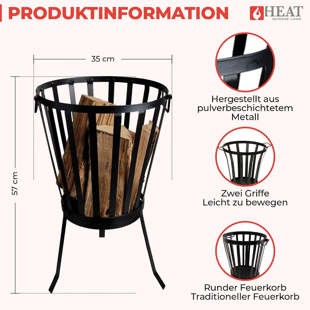 HEAT Outdoor Living Feuerkorb - Feuerschalen für den Grten - Feuerstelle Outdoor &amp; Feuertonne - Feue