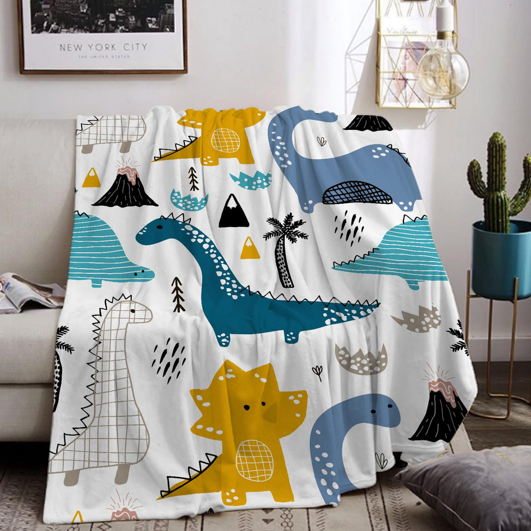 Kuscheldecke Kinder Dinosaurier, Dinosaurier Muster Weiche Mikrofaser Flauschig Decke, Sofa Couch Wo