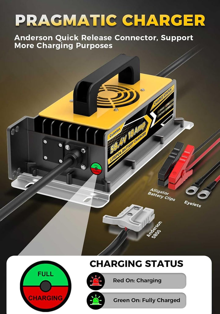 58,4 V 18 A LiFePO4 Batterieladegerät Lithium Golfwagen Batterieladegerät für 48 V Lithium-Eisenphos