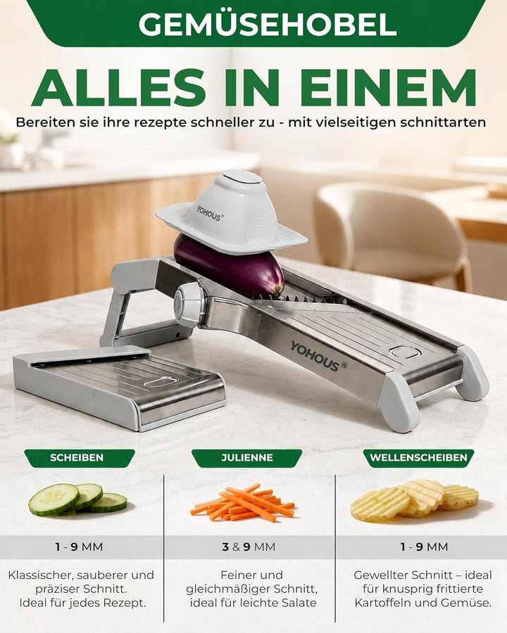 Gemüsehobel Mandoline - Verstellbarer Gemüseschneider aus Edelstahl
