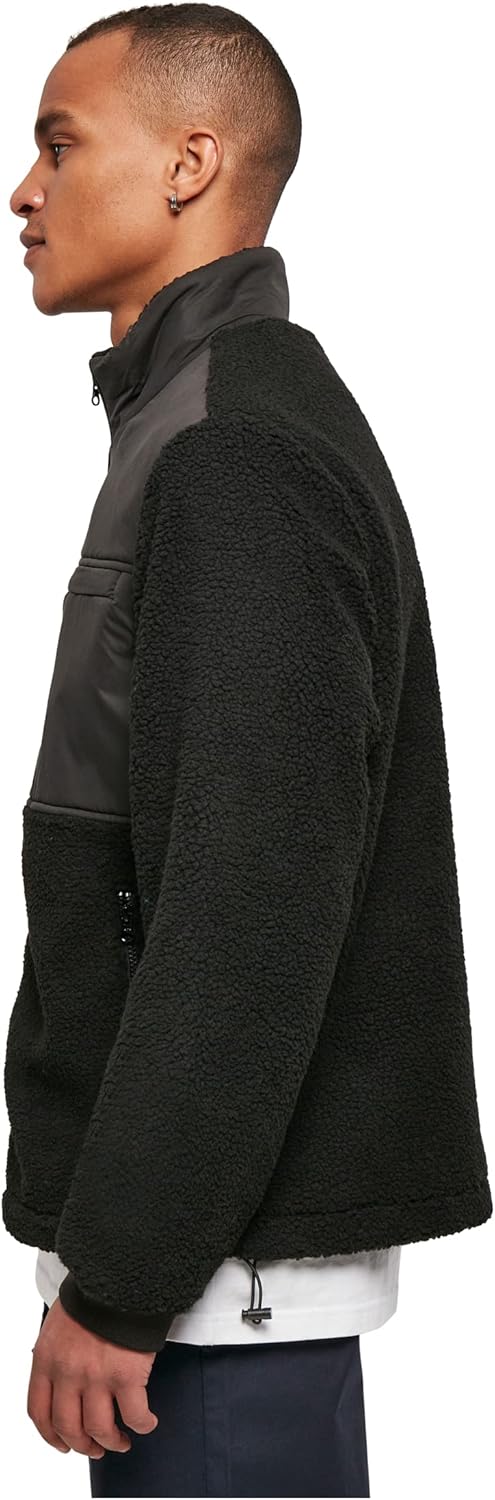 Urban Classics Herren Patched Sherpa Jacket M Schwarz, M Schwarz