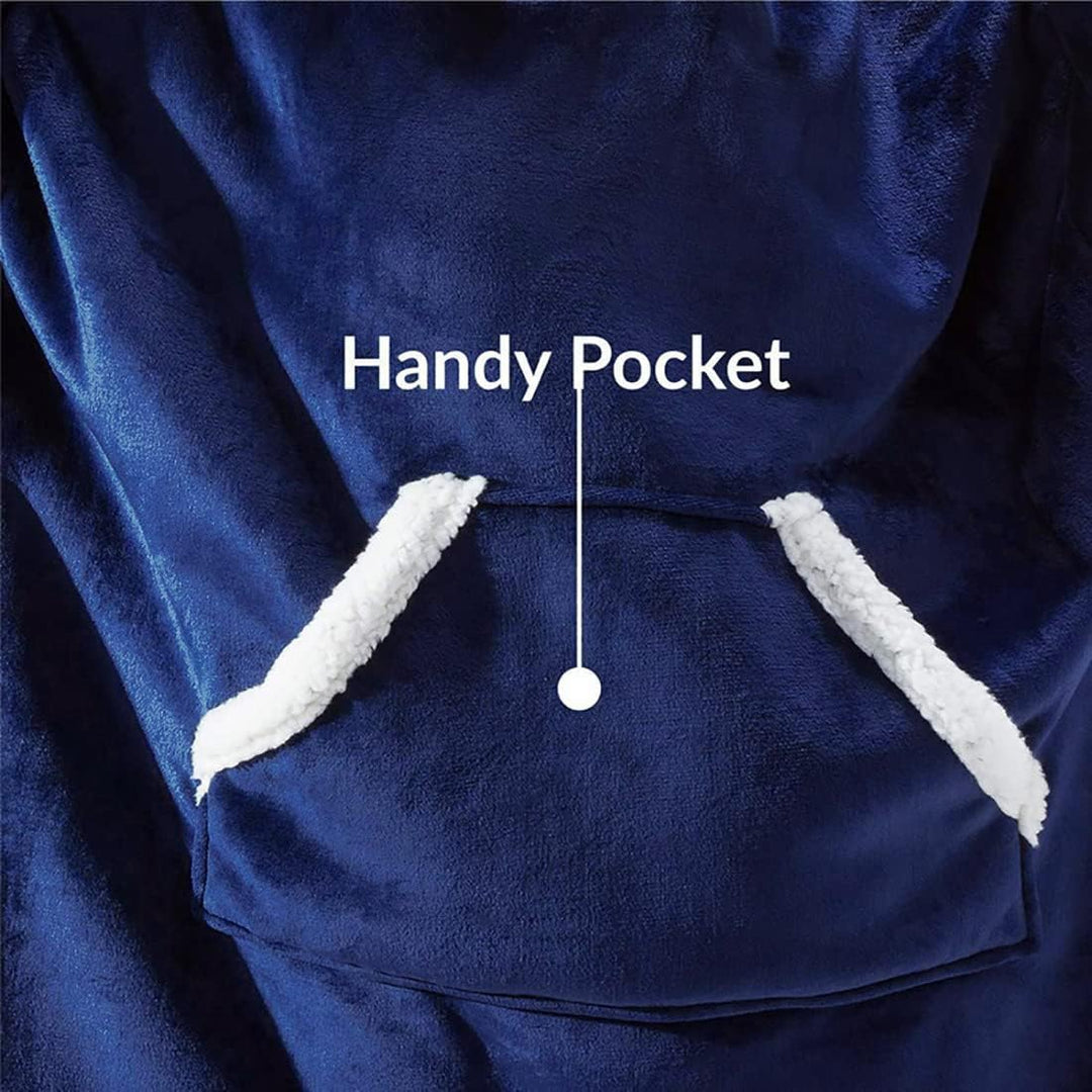 Übergrosse Hoodie Decke mit Taschen, Winter Super Weich und Bequem Damen Flanell Kapuzenpullover Kus