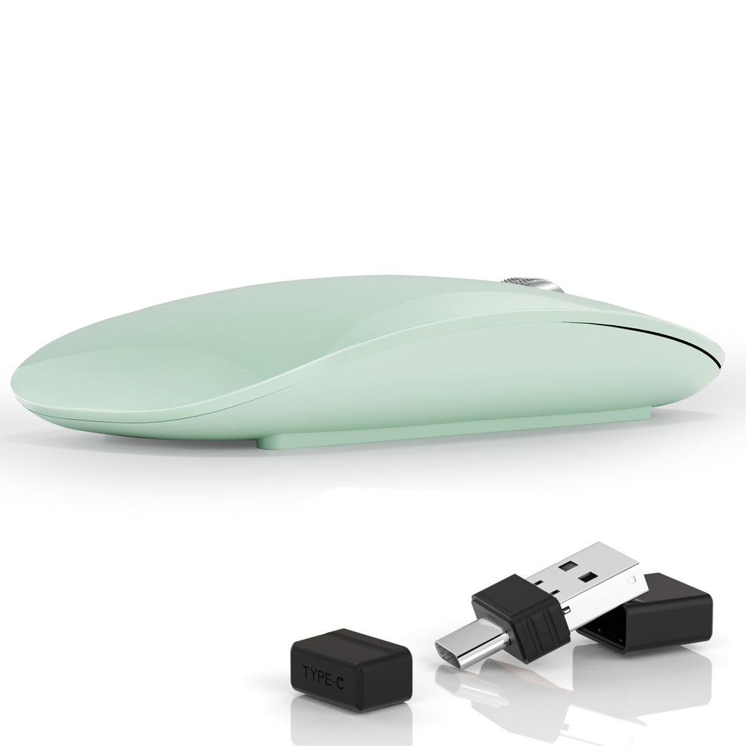 Uiosmuph G11 kabellos Maus, Leise USB-C aufladbar Wireless Mouse,Grün, Grün