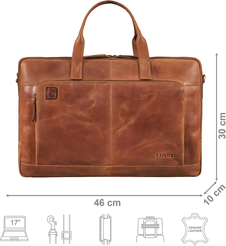 STILORD Timothy Elegante Laptoptasche Leder Herren &amp; Damen 17 Zoll bis 19 Zoll Notebook Tasche Gross