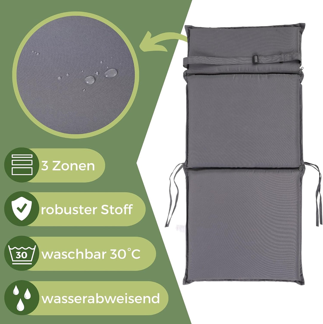 ALBATROS Gartenstuhl Sitzauflage 2er Set Gartenstuhlauflagen Sitzpolster Sitzkissen Outdoor Anthrazi