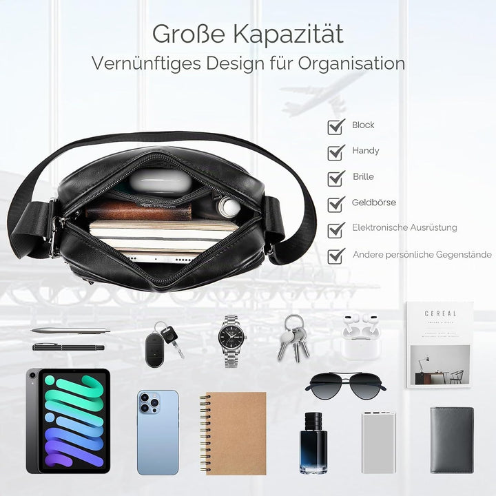 SPAHER Klein Umhängetaschen Herren Leder Herrentasche Schultertasche Handtaschen Männerhandtasche Ha
