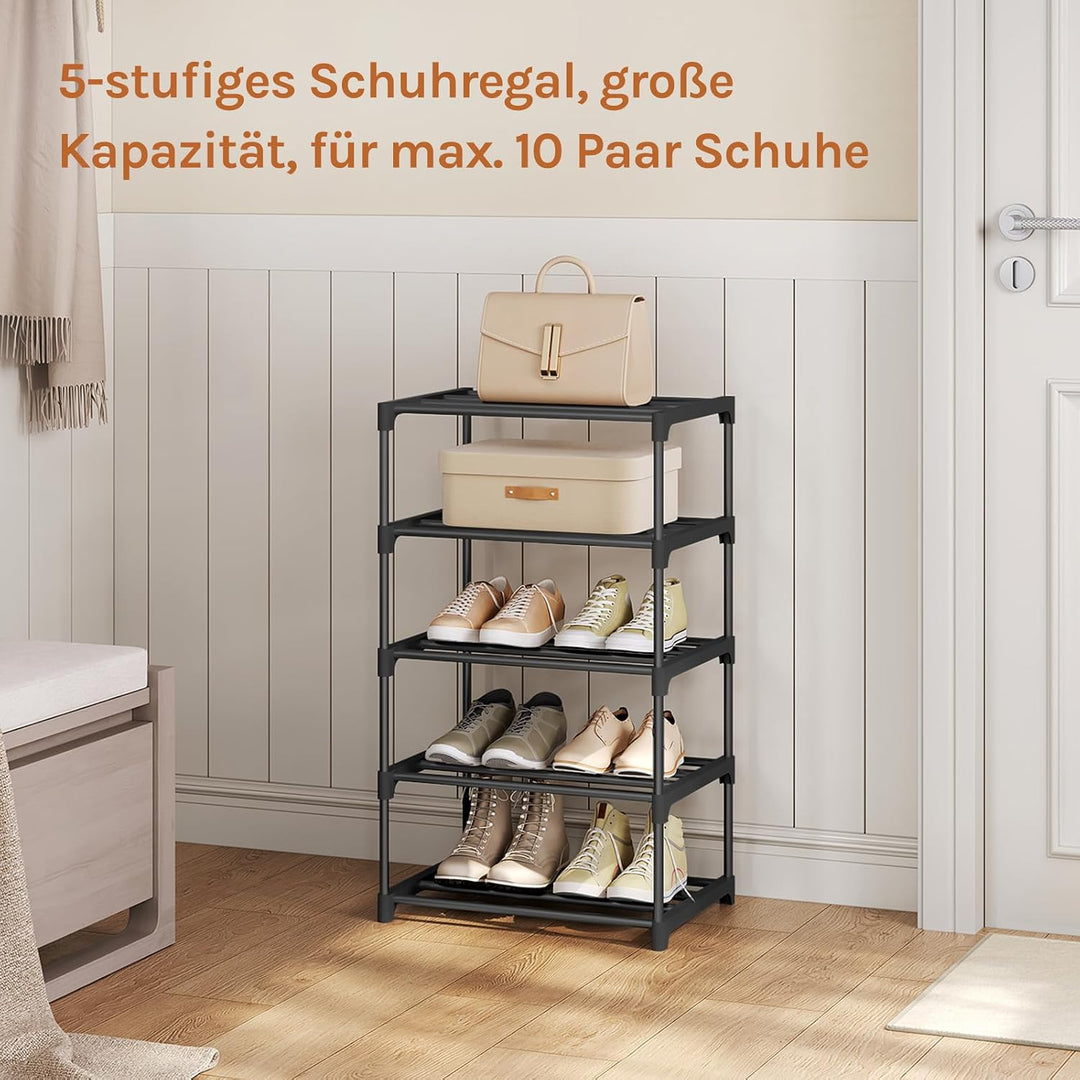 WOLTU Schuhregal schmal 5 Ebenen für 10 Paar Schuhe, Schuhorganizer Schuhaufbewahrung platzsparend,