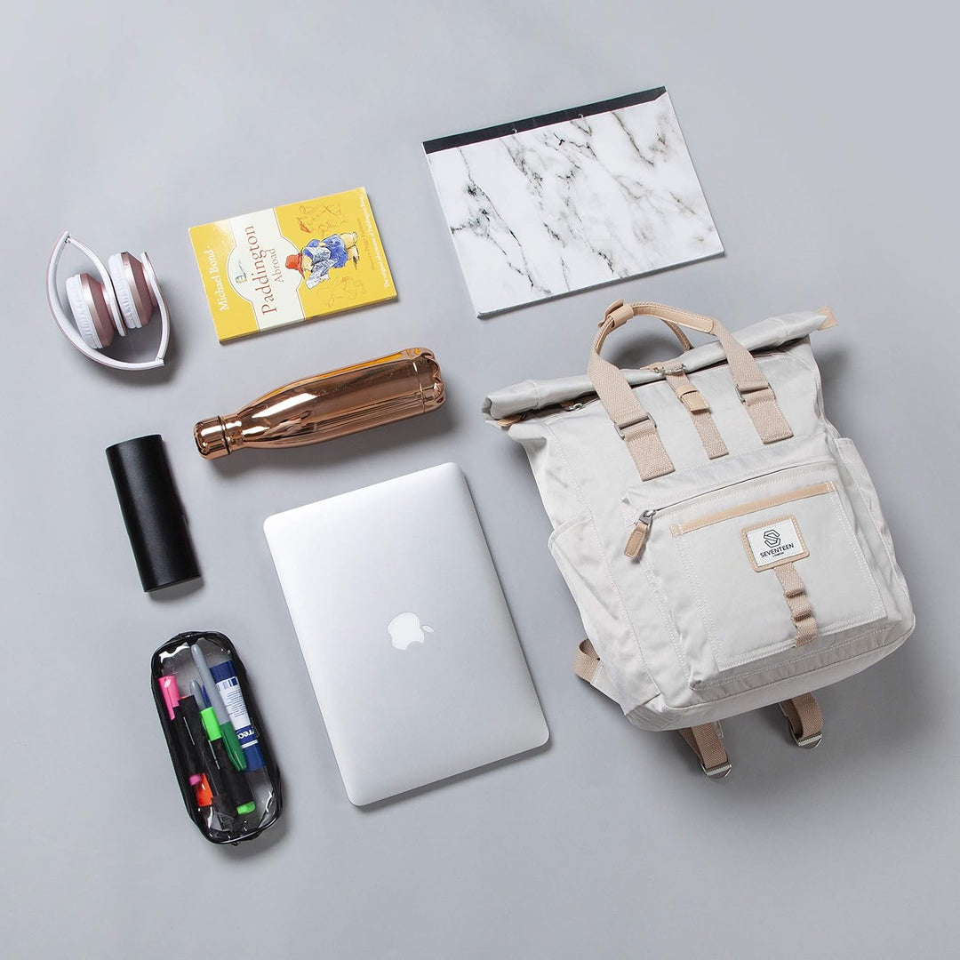 Moderner und stilvoller ‘Canary Wharf’ Rucksack mit einem klassischen gefalteten Roll Top Design – p