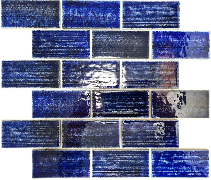 Keramik Mosaikplatte Verbund blau glänzend 10 Matten