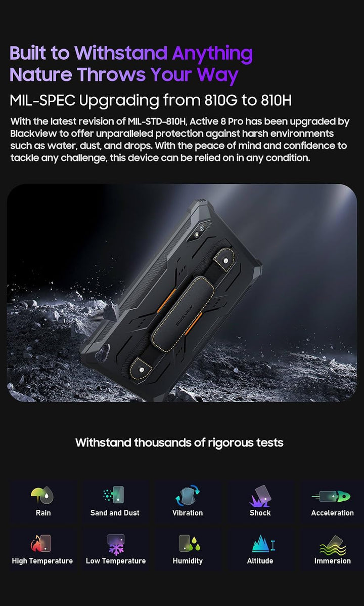 Blackview Active 8 Pro Rugged Tablet 10,36" 2,4K FHD+ 16GB RAM 256GB ROM 48MP Kamera 22000mAh Androi