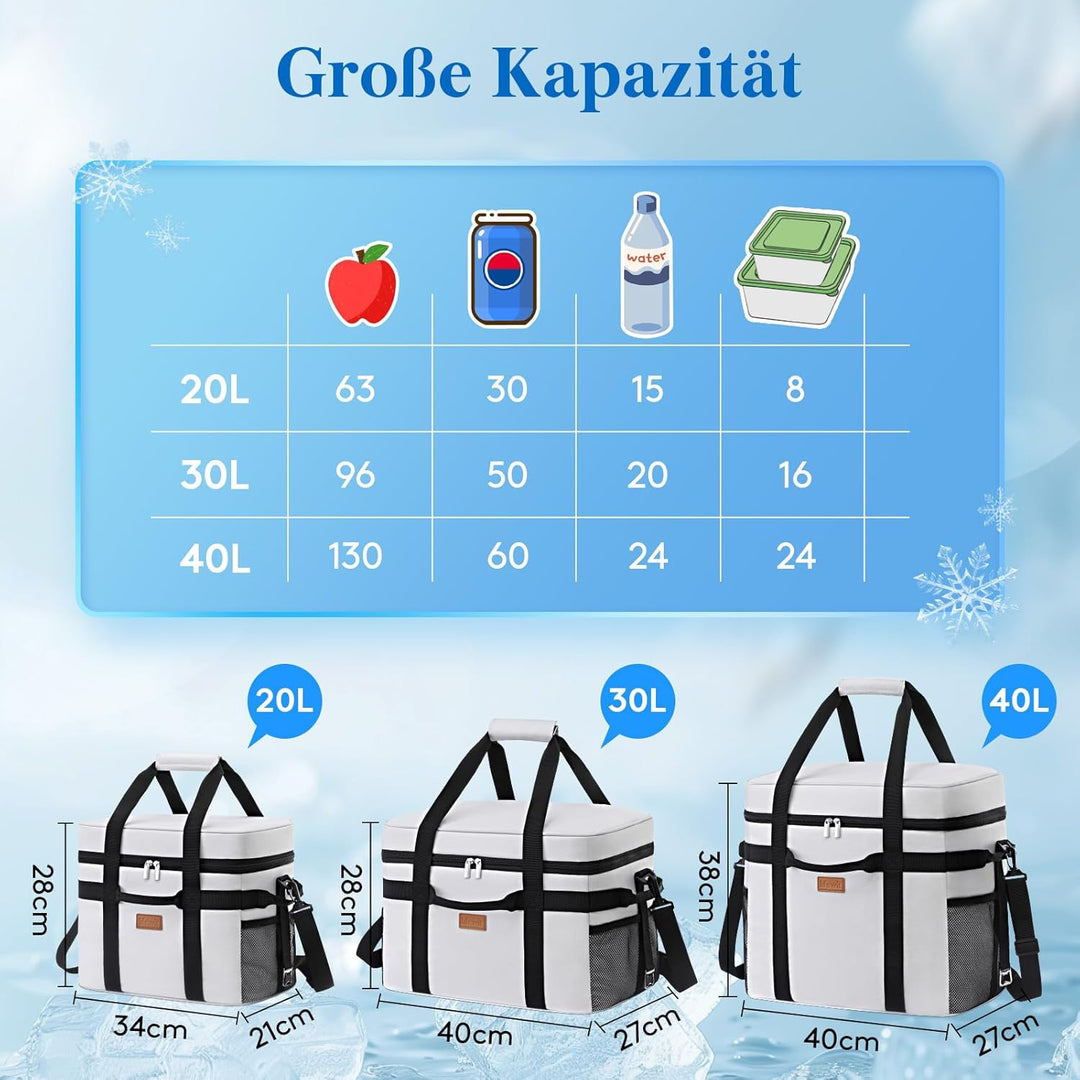 Lifewit Kühltasche 30L 50 Dosen, Faltbar Picknicktasche für Essen &amp; Getränke, Kühlbox Tragbare Eista