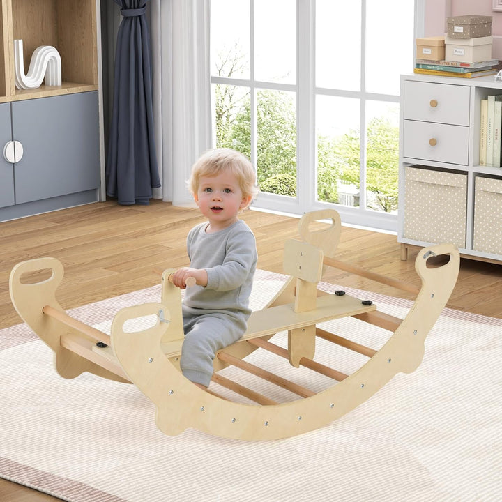 COSTWAY Kletterbogen, mit abnehmbarem Sitz, 4 in 1 Klettergerüst Indoor zum Wippen, Schaukeln, Klett