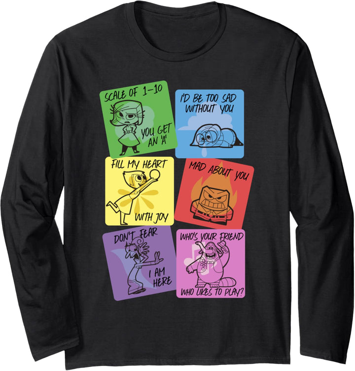 Disney Pixar Inside Out Valentine Phrases Text Langarmshirt