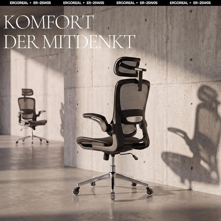 Schreibtischstuhl Ergonomischer Bürostuhl mit 150kg Tragkraft, verstellbaren Armlehnen, dynamischer