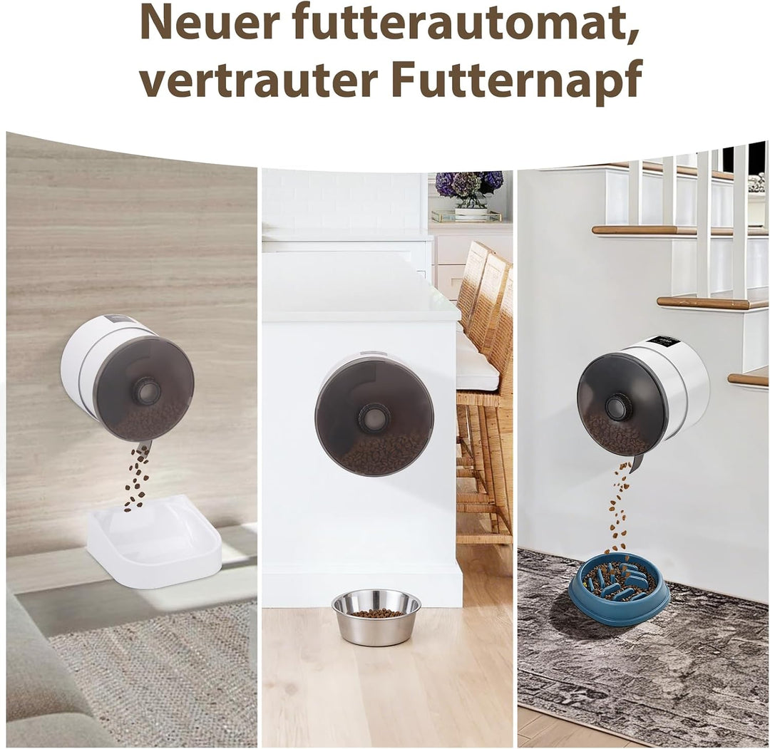 Futterautomat Katze 3.5L,Automatischer Futterspender mit 2.4G WiFi Timer für Trockenfutter,1-6 Mahlz