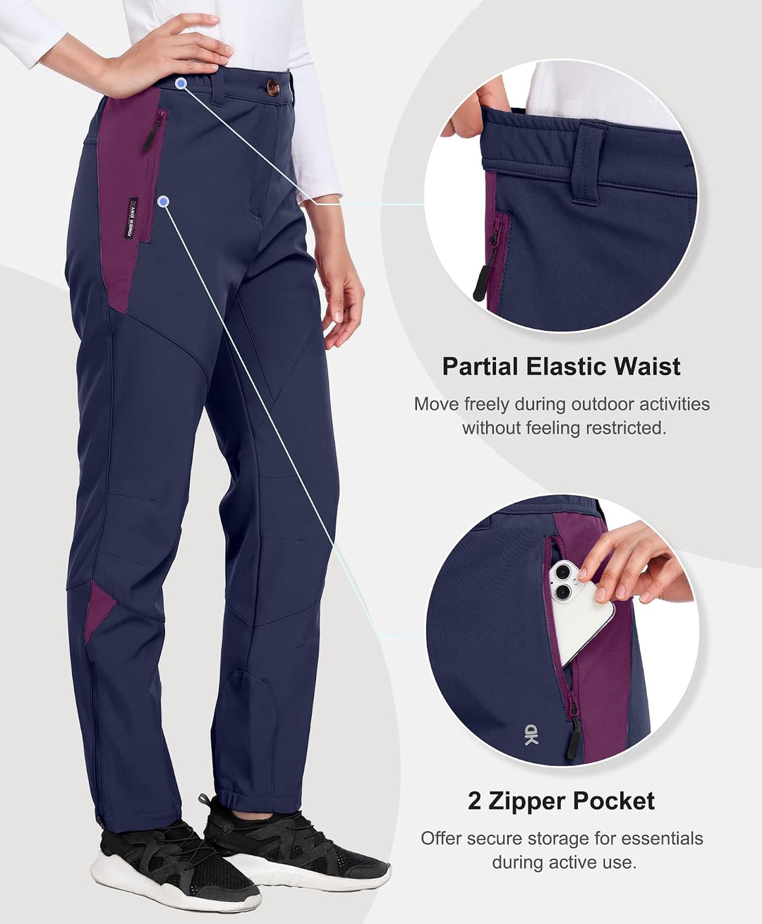 Little Donkey Andy Damen Winter Wanderhose Skihose Trekkinghose Snowboardhose, Softshell-Hose, Fleec
