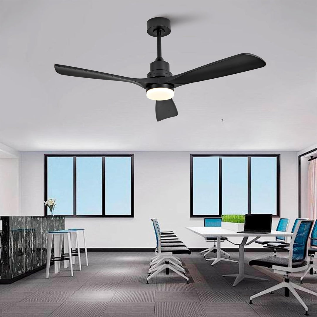 Gecheer Deckenventilator 52 Zoll 3 Holzflügel schwarz 3CCT dimmbar 6 Stufen