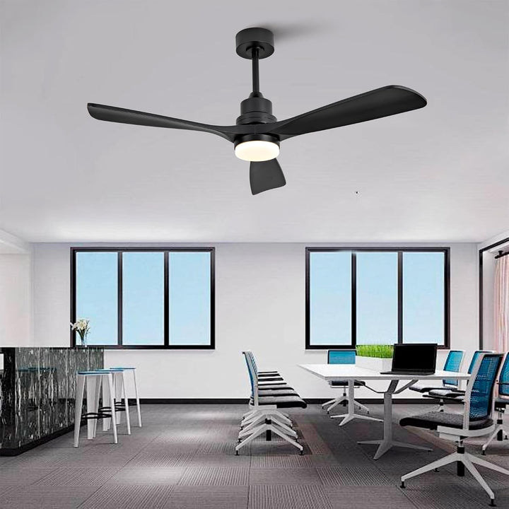 Gecheer Deckenventilator 52 Zoll 3 Holzflügel schwarz 3CCT dimmbar 6 Stufen