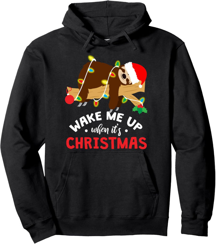 Faultier Weihnachten Schlafen Tierspass Hoodie Pullover Hoodie