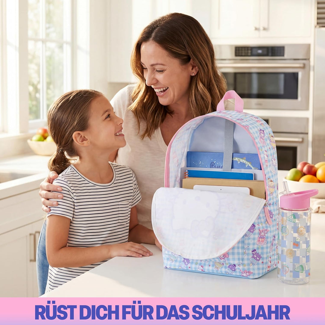 Get Trend Hello Kitty Sanrio Rucksack Kinder Set, Kinderrucksack &amp; Trinkflasche, 500ml Schule Sport