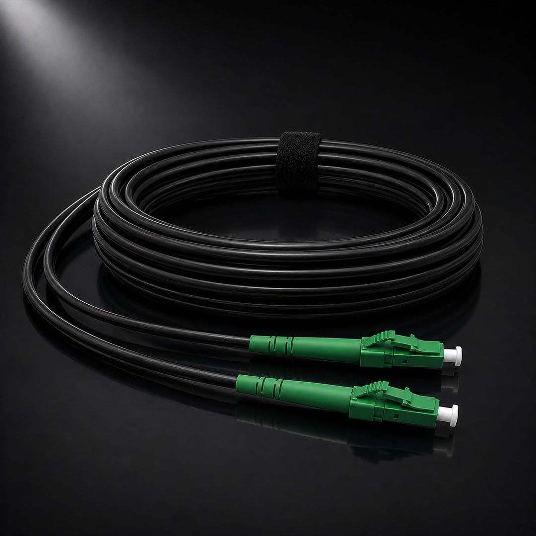 Elfcam® - 50m Gepanzerte Glasfaserkabel LC/APC auf LC/APC Stecker, Simple Singlemode 9/125μm OS2 Pat