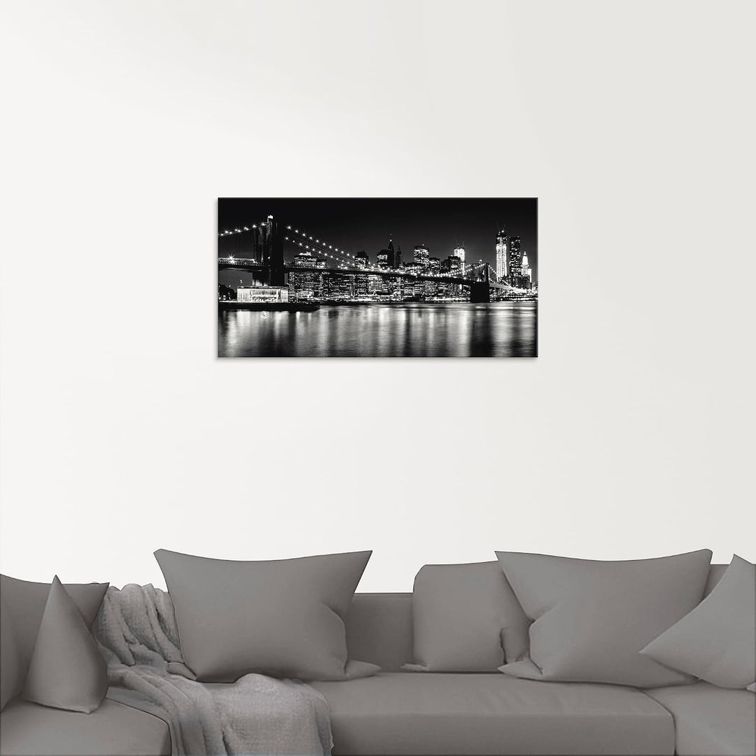 ARTland Glasbilder Wandbild Glas Bild einteilig 100x50 cm Querformat Skyline New York City Schwarz W