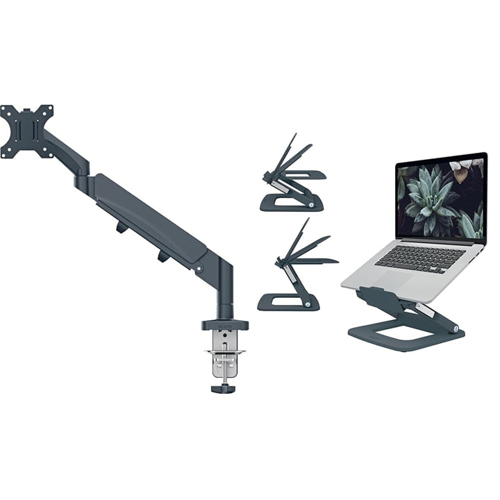 Leitz Ergo Set platzsparender Monitor-Arm mit Multi-Winkel Laptopständer, Monitor-Halterung für 1 Mo