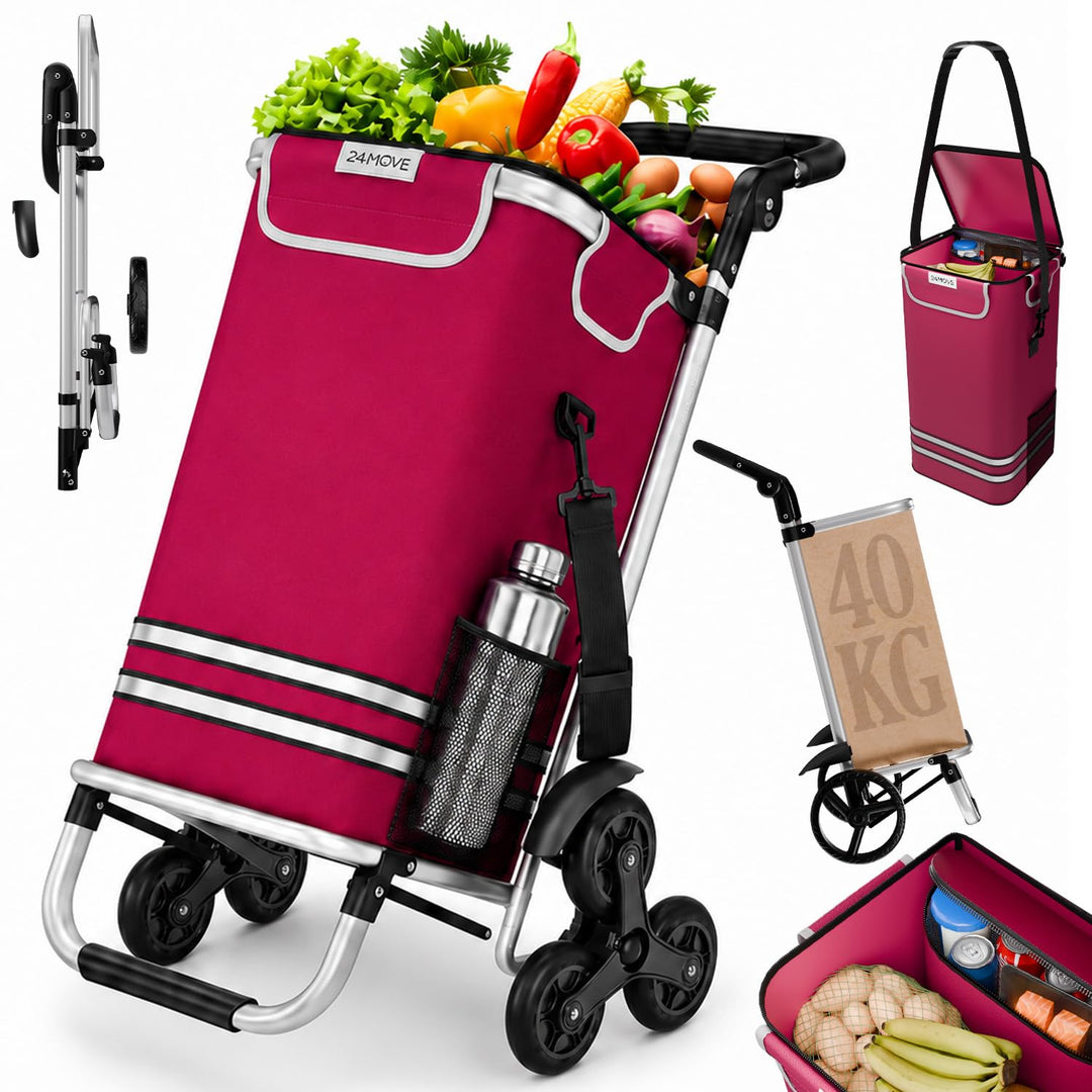 24MOVE® Einkaufstrolley Alegre klappbar mit 55L inkl. Kühlfach, Faltbarer 3in1 Trolley - Sackkarre u