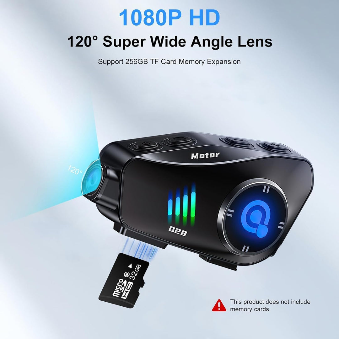 OBEST Helm-Headset mit Kamera, Bluetooth 5.3 Motorrad Headset, IP66 Wasserdicht, 1500 mAh Akku, 1080