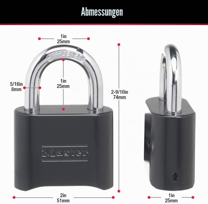 Master Lock 178D Zahlenschloss, 1 Stück, Schwarz 1 Pack, 1 Pack