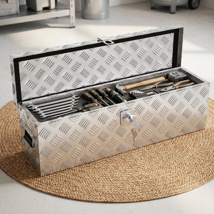 38L Alubox Aluminium Werkzeugkiste Transportbox, stossfest &amp; wasserdicht mit Verriegelungssystem, Si