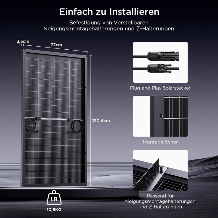 400W(2X200W) Bifaziale Solarpanel, Callsun N-Typ 16BB Monokristalline Solarmodule, Geeignet für 12V/