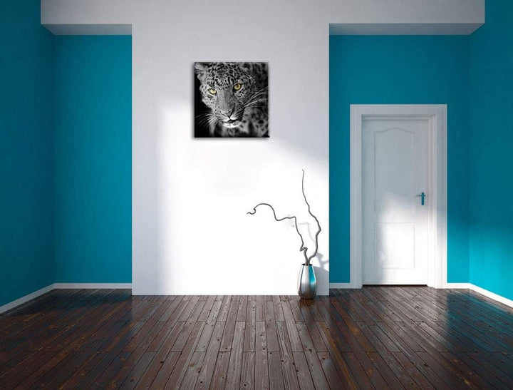 Pixxprint prächtig anmutiger Leopard als Leinwandbild/Grösse: 70x70 cm/Wandbild/Kunstdruck/fertig be